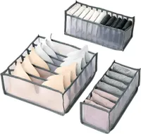 Aufbewahrungsboxen für Unterwäsche, Faltbar Aufbewahrungsbox für Socken, Schubladen-Organizer Schrank Organizer, 3er Set FüR BHS, Socken, Unterhosen(Grau)