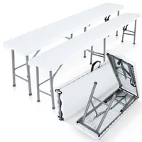 AREBOS 2x skladacia lavica na pivo Skladacia lavica I s rukoväťou na prenášanie | 183 x 28 x 43 cm Skladacia lavica Camping Garden Party Bench Camping Bench Beer Tent Bench, Garden Bench