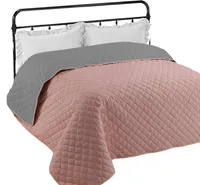 HOMELEVEL Tagesdecke Bett & Sofaüberwurf 220cm x 200cm Bettüberwurf Sofa Tages Decken Betthusse XXL Decke Überwurf Altrose/Grau