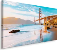 Fabelhafte Canvas LEINWAND BILDER 90x60 cm XXL Kunstdruck Meer Golden Gate Bridge