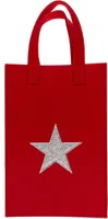 Rote Geschenktasche aus Filz mit Glitzermotiv Geschenktüte