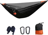 Hängematte Outdoor mit Moskitonetz Trekking Camping 2 Personen bis 300 kg (Schwarz)