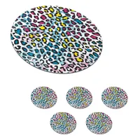 MuchoWow® Okrúhly sklenený podšálok, sada 6 ks Panter - Dúha - vzor 10x10x0.3cm Podložky pod poháre - podložky pod nápoje - ochrana stolovej dosky -