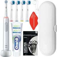 Oral-B Pro 3 3800 White elektrische Zahnbürste Gift Edition, 4 Ersatzaufsätze + Etui