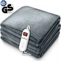 vyhrievacia deka sinnlein® plush 200 x 180 cm sivá testovaná SÜD GS | elektrická vyhrievacia deka s automatickým vypínaním | príjemná deka | funkcia časovača | 9 nastavení teploty | možnosť prania do 40 °C | digitálny displej