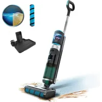 Elektrický mop Cecotec FreeGo Wash&Vacuum. 200 W, drhne a vysáva súčasne, autonómia 35 min, absorpčný valec Wet Jalisco, nádržka na čistú vodu 700 ml a špinavú 700 ml, sprej a základňa