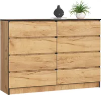 Kommode AKORD K140 Eiche Craft 138 cm 8 Schubladen B138 x H99 x T40 cm