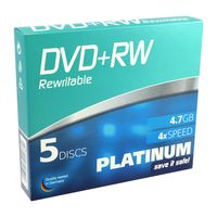 Platinum 4,7 GB DVD+RW DVD-Rohlinge (4x Speed) in 5er Pack Slim Case