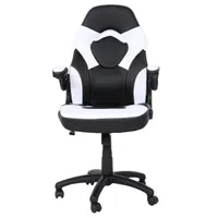 Bürostuhl MCW-K13, Drehstuhl Gamingstuhl, ergonomisch, verstellbare Armlehne, Kunstleder  schwarz-weiß