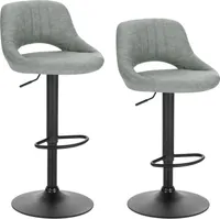 EUGAD 2er-Set Barhocker drehbar, höhenverstellbar, aus Kunstleder, Grau