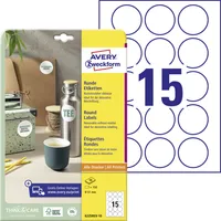 Avery Zweckform 6225REV-10 Runde Etiketten, ablösbar, A4, Ø 51 mm, weiß