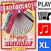 bentino Geburtstagskarte XL mit AKKORDEON-Funktion! Mit der Grußkarte"Happy Birthday" spielen, Glückwunschkarte aus der Serie"Great Cards", DIN A4 Set mit Umschlag, 40. Geburtstag