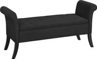 Yaheetech Sitzbank mit Stauraum, Sitzhocker faltbar, Aufbewahrungsbox, Sitztruhe mit Armlehnen, max. Belastbarkeit 300 kg, Bezug aus Stoff, Sitzhöhe 46 cm, Schwarz