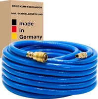 AWM Druckluftschlauch 6 x 12 mm - 50 m, Blau inkl. Schnellkupplung (1/4") Druckschlauch Luftschlauch Gewebeschlauch Kompressorschlauch-  Germany