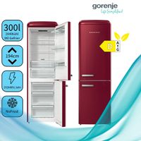 Gorenje ONRK619DR Retro Kühl-/Gefrierkombination - NoFrost - Invertertechnologie - NoFrostPlus - 300 Liter Gesamtvolumen - LED-Display - CrispZone - AdaptTech