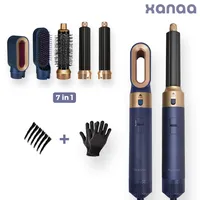 XANAA® 5 in 1 PRO Haarstyler Lockenstab Multistyler, Haartrockner - Föhn-Bürste -Heißluftbürste - Haartrocknerbürste - Lockenbürste - Blau