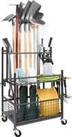 VEVOR stojan na záhradné náradie 652 x 403 x 990 mm držiak na náradie organizér z uhlíkovej ocele viacúčelový stojan na záhradné náradie 16 otvorov 18 háčikov držiak na záhradné náradie držiak na metly