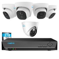 Reolink 4K Überwachungskamera 8CH Set, 5X 8MP PoE IP Kamera und 2TB HDD NVR Personener und Fahrzeugerkennung, RLK8-800D4-A plus 1*833A