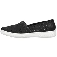 Rieker Damen Slipper Halbschuh Perforierung Kontrastsohle N0955, Größe:36 EU, Farbe:Schwarz