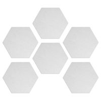 Navaris Filz Memoboards Set sechseckig - 6x Filz Pinnwand 15x17,7x1,5cm mit Pinnnadeln und Klebeband - Pinwand für Kinderzimmer Büro - Weiß