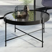 riess-ambiente, Runder Couchtisch ELEGANCE 70cm schwarz Eisengestell Industrial Design Beistelltisch Tisch Ablage