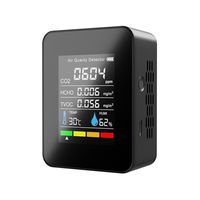5 in 1 CO2-Messgerät Kohlendioxid Detektor Strommenge Temperatur-Feuchtigkeitssensor-Tester HCHO TVOC-Detektor Air Quality Monitor für Home Office Auto - Schwarz