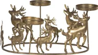 Clayre & Eef Teelichthalter Rentiere 34x22x16 cm Goldfarbig Metall