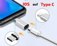 8 Pin iPhone Buchse auf Typ C USB-C Adapter Stecker Lightning Ladegerät Konverter Schwarz