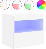 vidaXL Nachttisch mit LED-Leuchten Weiß 50x40x45 cm