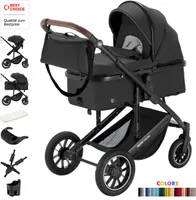 Daliya® FLEXI-PRO M 2in1 Kombikinderwagen Buggy Sportwagen Reise-Kinderwagen Leichter Babywagen Klappbar mit Liegefunktion Höhenverstellbar Umbaubar mit großem Einkaufskorb Sicher & Komfortabel für Stadt Reisen Neugeborene & Kleinkinde (Dunkelgrau Leinen)