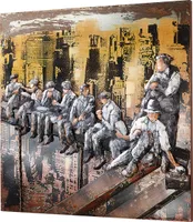 Kobolo Wandbild Wanddeko Metallbild 3D-Bild - New York Bauarbeiter - 90x90 cm