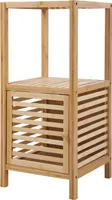 SVITA Badregal S mit Tür Badezimmerschrank mit Regal freistehend Natur Bambus