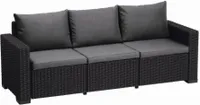 Allibert by Keter Garden Lounge Sofa California 3-místná, grafitová/chladná šedá, včetně sedáku a opěradla, plast, kulatý ratanový vzhled, 199 x 68 x 72 cm