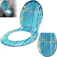 ACXIN WC Sitz mit Absenkautomatik Klodeckel mit Absenkautomatik aus Duroplast & Edelstahl Antibakteriell Leicht zu Reinigen Abnehmbar (Blaue Bretter)