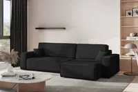 Kaiser Möbel Ecksofa mit schlaffunktion und bettkasten, Eckcouch BEST XL stoff Poso Dicker Cord Schwarz Rechts