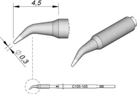 JBC Lötspitze Serie C105, Rundform, C105105/Ø 0,3 mm, gebogen C105105