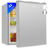 Bomann Mini Kühlschrank 42L Nutzinhalt, Getränkekühlschrank klein für Büro, Camping und Gaming, kleiner Kühlschrank leise 39 dB, Minibar mit wechselbarem Türanschlag, 51x 45 x 45 cm - KB 7346 inox