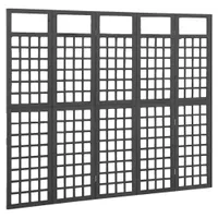 vidaXL Spalier/Paravent 5-teilig Massivholz Tanne Schwarz 201,5x180 cm