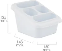 Besteckabtropfgestell aus Kunststoff mit Tropfschutz.