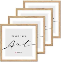 🖼️KNOR®️ Bilderrahmen 30x30 cm Beige, 4er Set Posterrahmen, Bilderrahmen, Fotorahmen, bruchsicheres Acrylglas, Picture Frame 30x30, zum Aufhängen & Aufstellen 🎨Isabella Kollektion