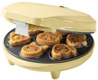 Bestron Waffeleisen für Mini-Cookies, Mini-Cookie-Maker in Tiermotiven, Waffeleisen für Mini-Waffel-Kekse, mit Backampel & Antihaftbeschichtung, 700 Watt, Farbe: Gelb