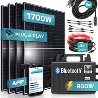 SUNNIVA® Balkonkraftwerk 1700/800W Solaranlage, mit TSUN Micro Wechselrichter, 5m Schuko Anschlusskabel, upgradebar drosselbar