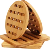Belle Vous Bambus Topfuntersetzer Set Hitzebeständig (4 Stk) – 15x15cm Topf Untersetzer Rutschfest Quadratisch Untersatz Töpfe Pfannenschoner aus