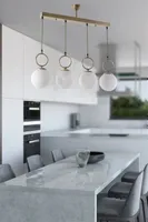 Opviq, Morino- Morino 4 Lü Sıralı Beyaz Camlı Eskitme SarkıtSTL, Weiß, Kronleuchter, 100% Metall