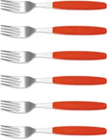 6er Set Giesser Messer Besteck Gabel Essgabel Steakgabel groß - Rot