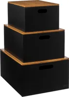 5five Simply Smart Aufbewahrungsboxen-Set Bava 3-tlg., MDF, Bambus, Schwarz, 181365