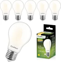 LUMILED A60 E27 LED žárovky 6 kusů, 11W (nahrazuje 100W), 1521 lm klasické mléčné vlákno, mléčná žárovka, patice E27 3000K teplá bílá žárovka, 360° vyzařovací úhel vintage