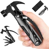 12in1 Multitool Hammer Taschenwerkzeug aus Edelstahl mit Klauenhammer Messer Schraubendreher für Wandern Notfall Geschenke für Mann