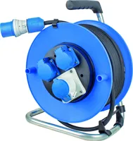 as-Schwabe CEE-Camping Kabeltrommel 25m powerlight Spannungsanzeige Blau IP44