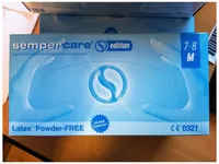 Sempercare Edition Einmalschutz und Untersuchungshandschuhe aus Naturlatex, puderfrei, Größe Medium (7-8), Naturweiß (100-er pack)